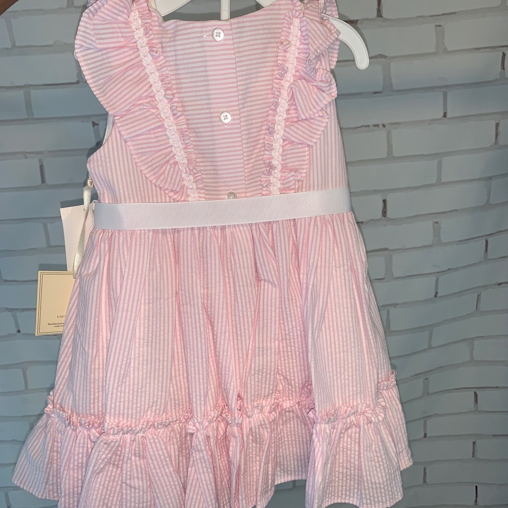 Laura Ashley - pink seersucker ruffle dress - Picture 2 of 5